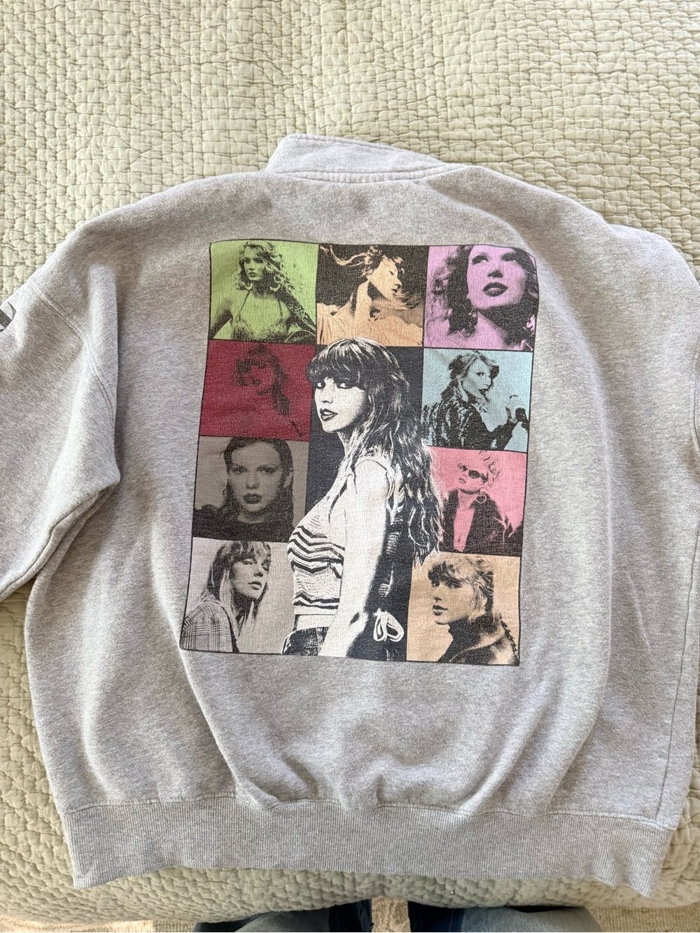 Taylor Swift Collage Graphic Crewneck Sweatshirt - Grey ERAs Tour
